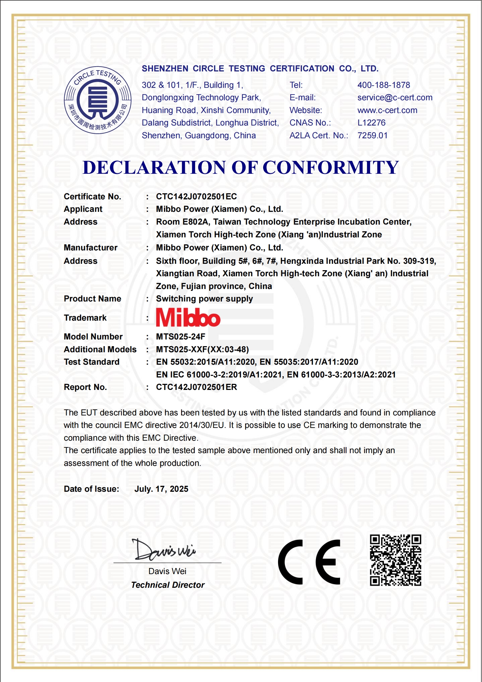 CTC142J0702501EC